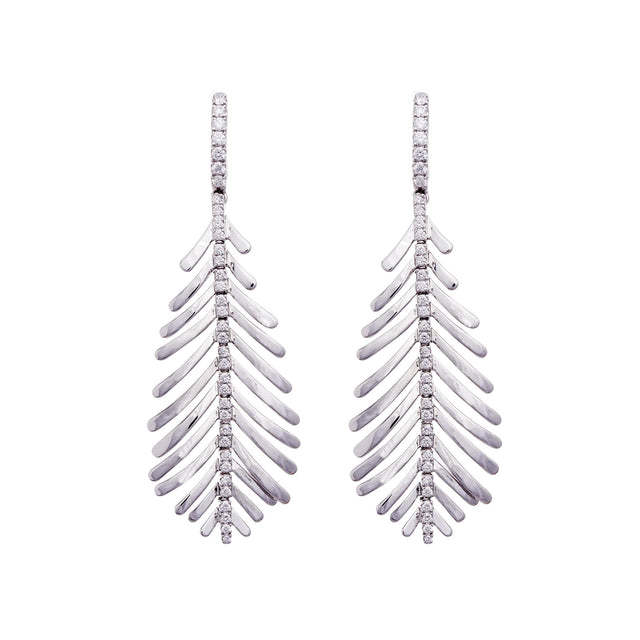 Sidney Garber Plume Earrings - White Gold - Earrings - Broken English Jewelry front view