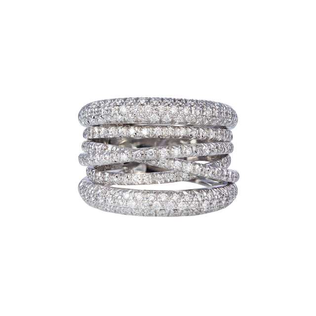 Sidney Garber Scribble White Diamond Ring - White Gold - Rings - Broken English Jewelry front view