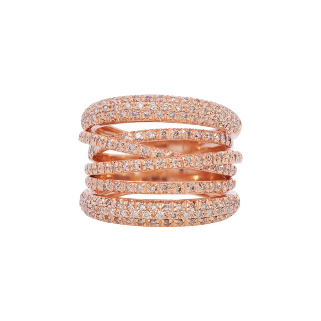 Sidney Garber Scribble Brown Diamond Ring - Rose Gold - Broken English Jewelry front view