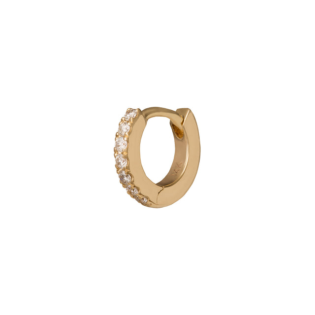 Trouver Half Paved Huggie 5mm - Yellow Gold - Earrings - Broken English Jewelry