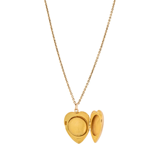Turquoise Heart Shaped Locket 15K Yellow Gold 18