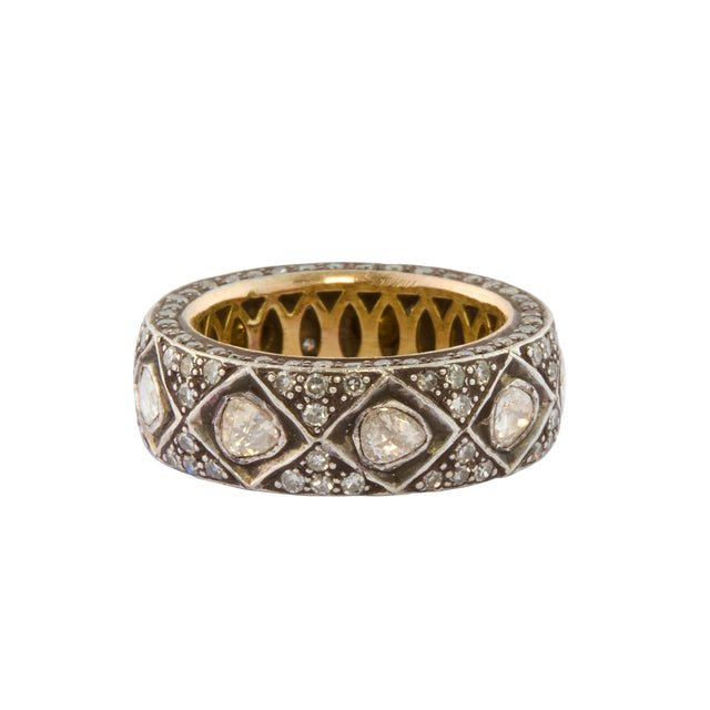 Munnu The Gem Palace Rose Cut Diamond Criss Cross Narrow Band - Rings - Broken English Jewelry