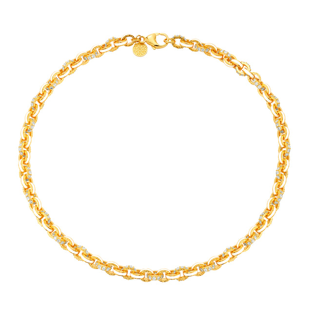 Buddha Mama 16" Hammered Link Necklace, top view