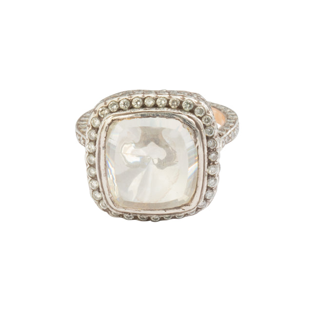Munnu The Gem Palace Center Diamond & Pave Diamond Square Ring - Rings - Broken English Jewelry