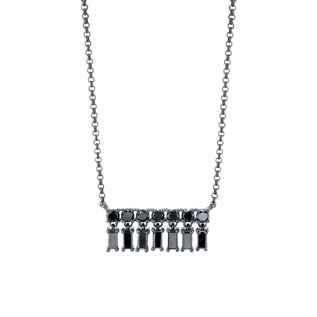 Borgioni Black Diamond Bar Dangle Necklace - Broken English Jewelry
