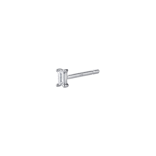 Borgioni Diamond Baguette Stud - White Gold - Earrings - Broken English Jewelry