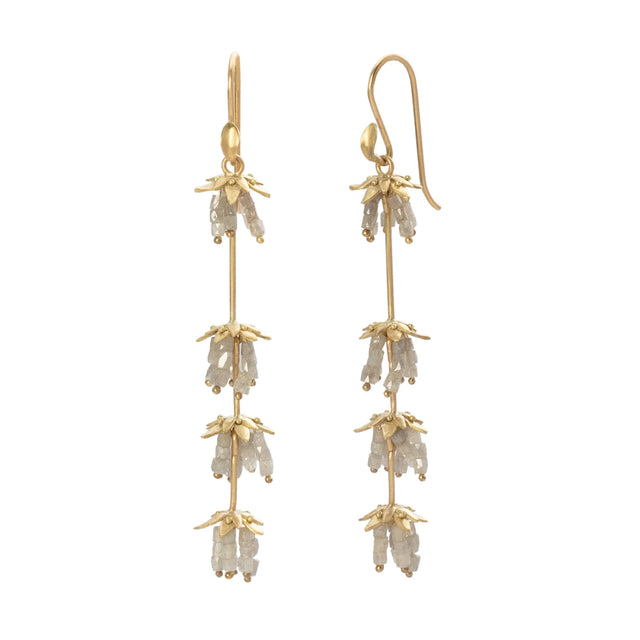 Annette Ferdinandsen Rustic Diamond Lavender Earrings front and side view