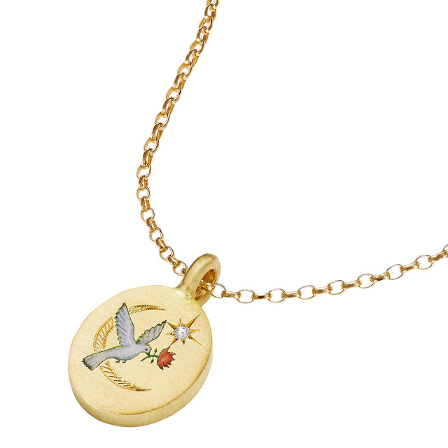 Cece Dove and Rose Pendant Necklace - Necklaces - Broken English Jewelry detail view