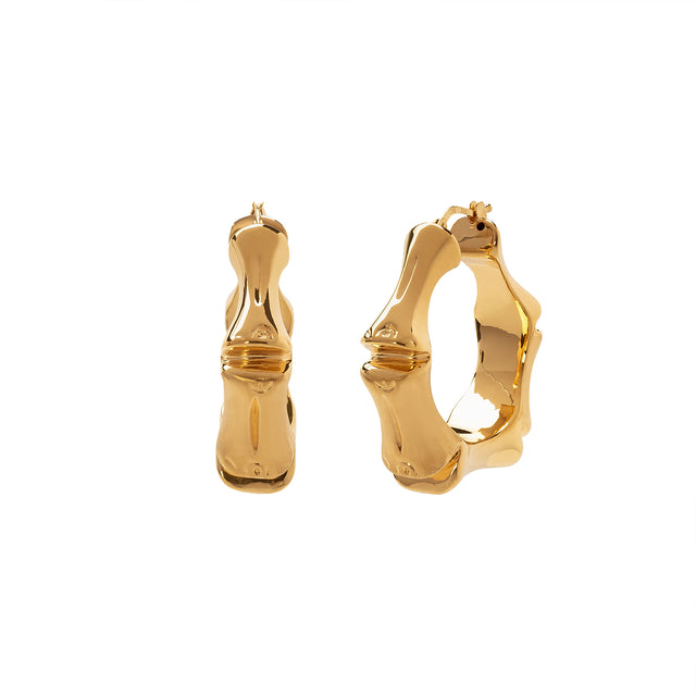 BE Jewelry Chunky Bamboo Italian Hoops - Earrings - Broken English Jewelry
