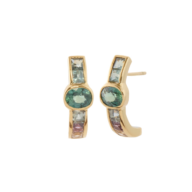 Multi Color Sapphire Galaxy Hook Earrings