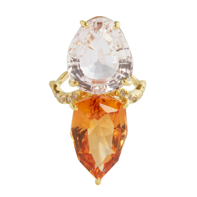 Xiao Wang One-Of-A-Kind Multi Shaped Citrine Galaxy Cocktail Ring - Rings - Broken English Jewelry front view