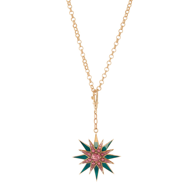 Diamond Tourmaline and Rhodolite Istanbul Pendant Necklace