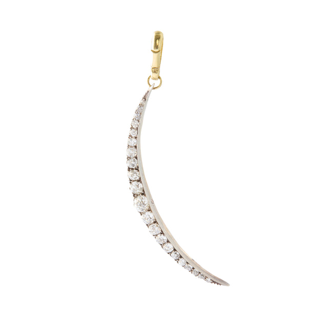 Vintage Blackened Crescent Diamond Charm