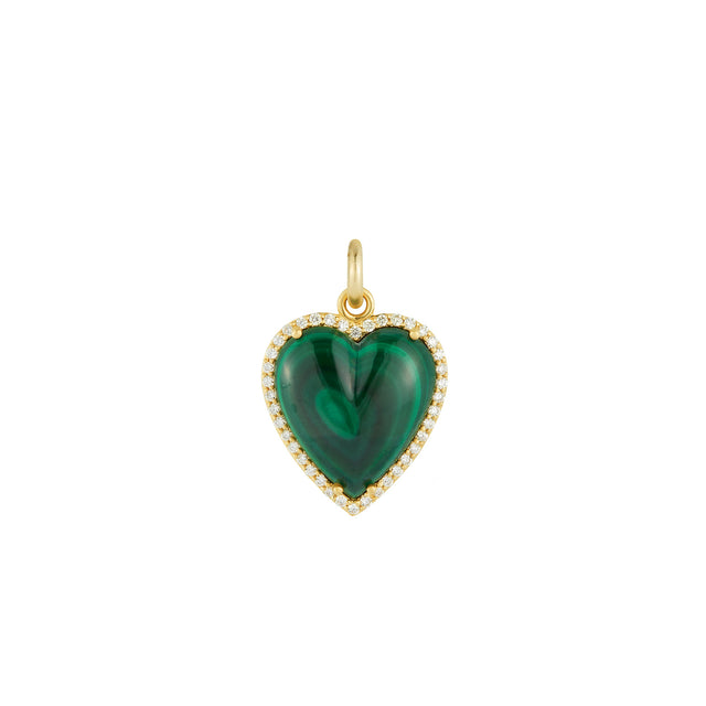 Storrow Alana Heart Charm - Malachite and Diamond - Charms & Pendants - Broken English Jewelry