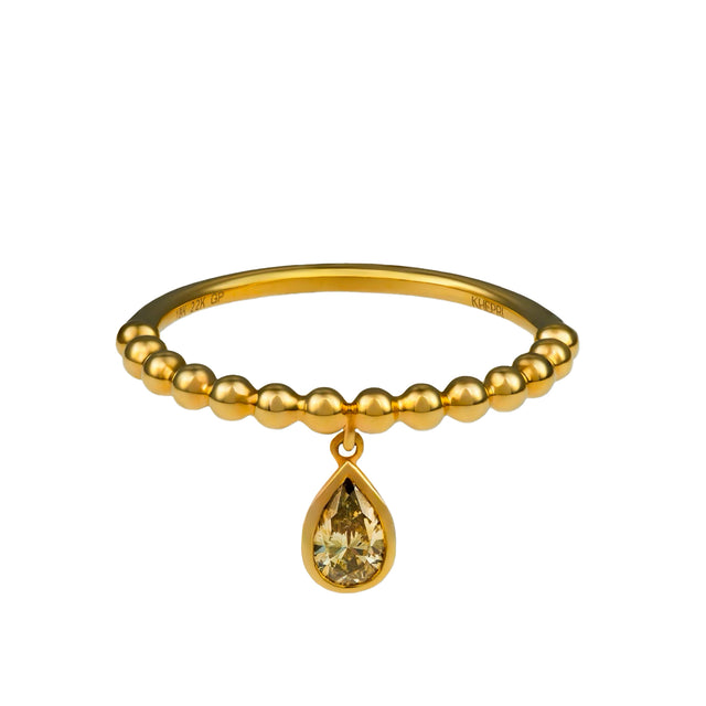 Fancy Color Pear Diamond Drop Ring