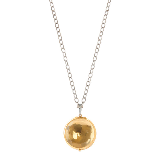 Cross Medallion Necklace - Clear Quartz Back