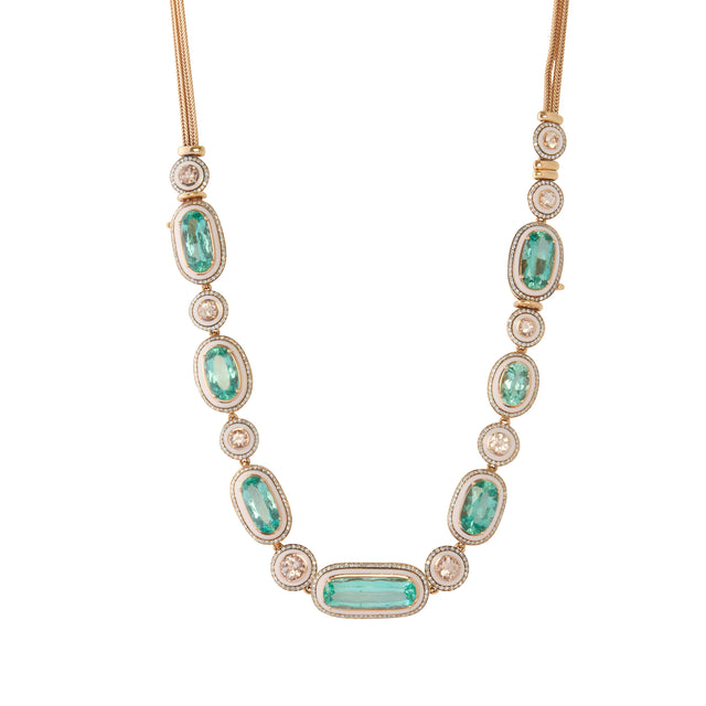 Diamond Morganite and Beryl Mina Necklace