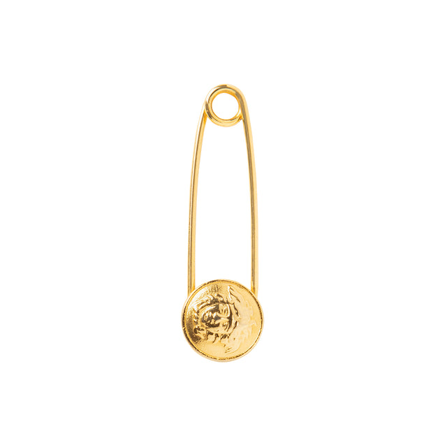 Antique & Vintage Jewelry Versace Medusa Safety Pin Pendant - Broken English Jewelry