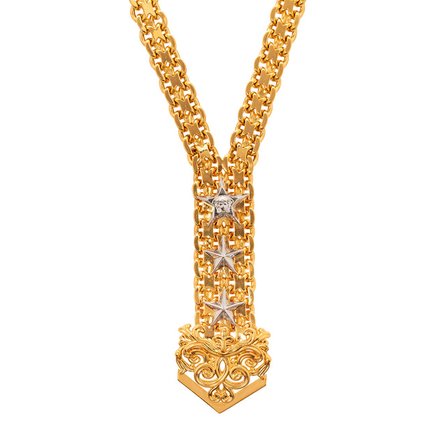 Antique & Vintage Jewelry Versace Thick Link Medusa Star Necklace - Broken English Jewelry