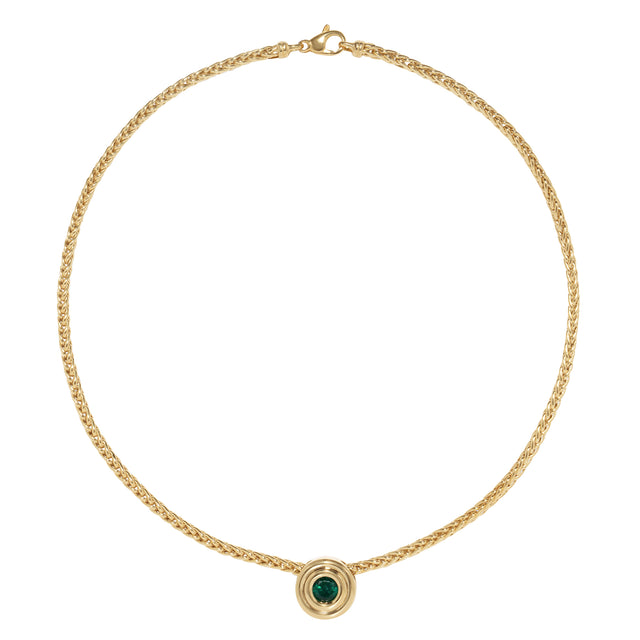 Emerald Contour Staircase Woven Necklace