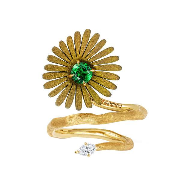 Mike Joseph Fawn Yellow Medium Flower Ring - Rings - Broken English Jewelry front view