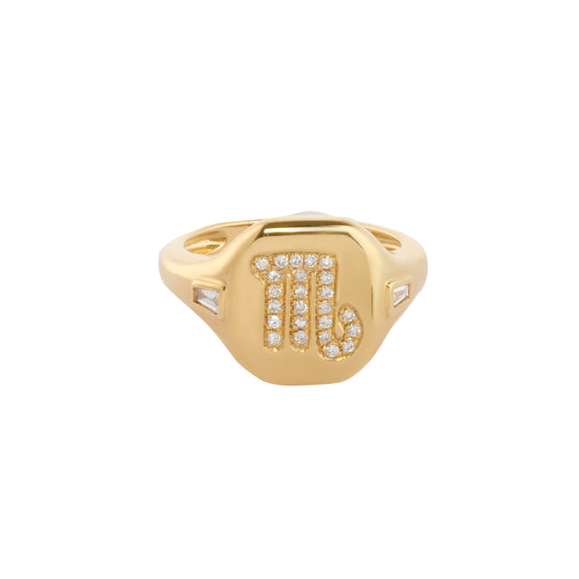 Scorpio Zodiac Pinky Ring with Diamond