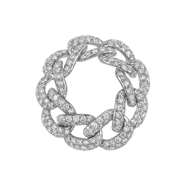 SHAY Essential Pave Link Ring - White Gold - Broken English Jewelry top view