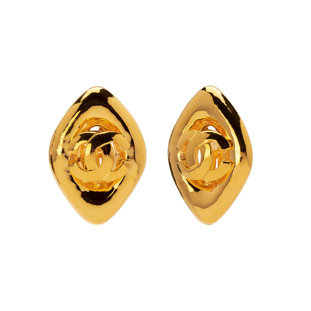 Antique & Vintage Jewelry Chanel Diamond Shaped Logo Earrings - Broken English Jewelry