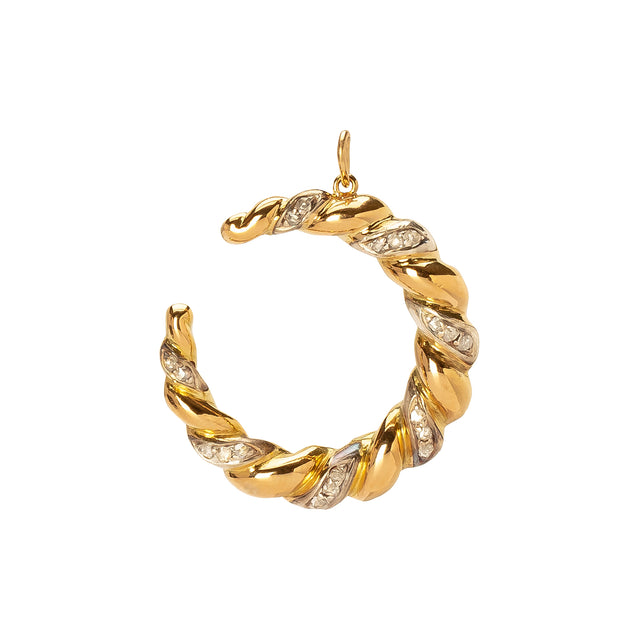 Antique & Vintage Jewelry Two-Tone Puffy Twisted Crescent Pendant - Charms & Pendants - Broken English Jewelry