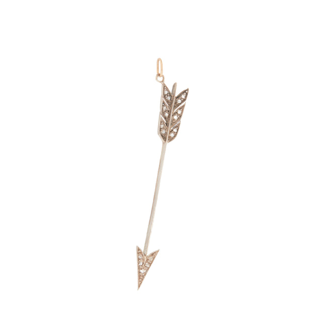 Antique & Vintage Jewelry Silver Rose Cut Diamond Arrow Pendant , front view