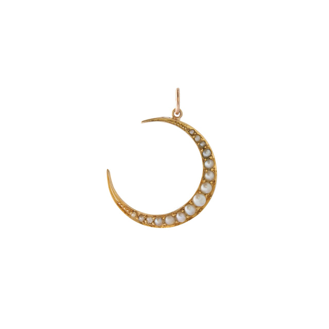Pearl Crescent Pendant 15K Yellow Gold