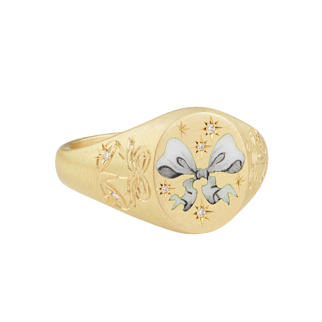 Cece Wedding Bells Rococo Ribbon Ring - Rings - Broken English Jewelry front angled view